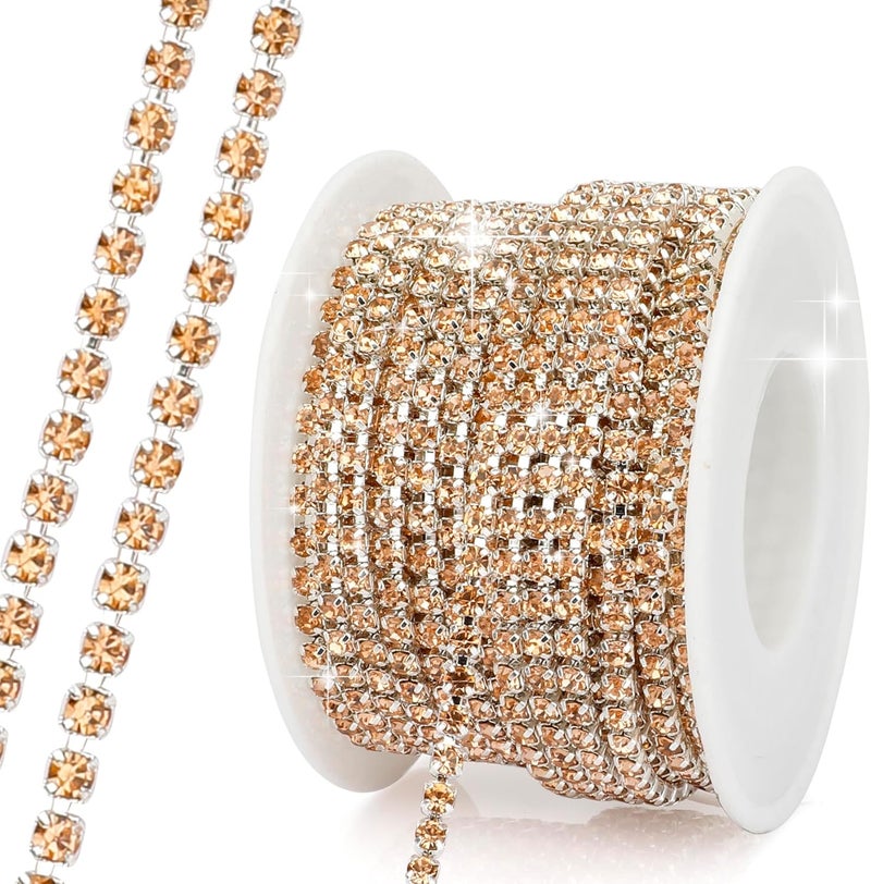 Slergut Rhinestone Chain, 10Yard 3mm Rhinestone Trim, Diamond String Rhinestone Ribbon Strips Tape, Bling Crystal Rhinestone Close Chain Claw Cup Chain Trim for Sewing Craft DIY Clothes Shoes Jewelry - Image 1